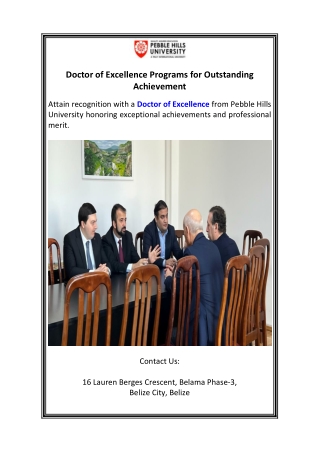 Doctor of Excellence Programs for Outstanding Achievement