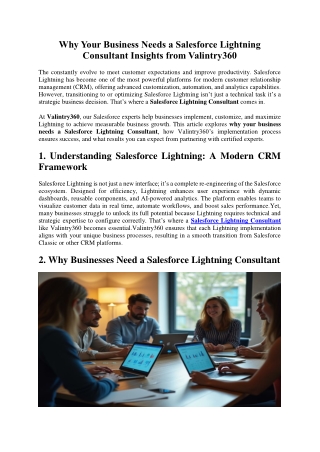 Salesforce Lightning Consultant