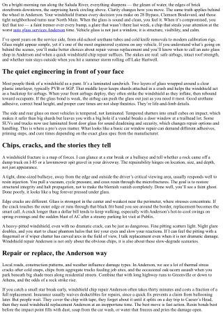 Vehicle Glass Repair Anderson: Maintaining Clarity and Safety