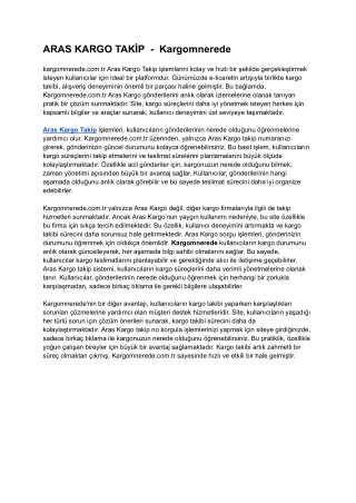 Aras Kargo Takip  - Kargom nerede