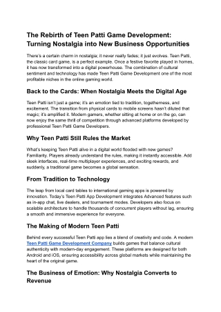 The Rebirth of Teen Patti Game Development_ Turning Nostalgia into New Business Opportunities