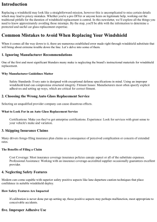 Common Mistakes to Avoid When Replacing Your Windshield