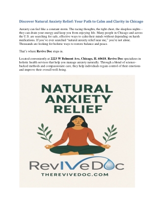 Find Natural Anxiety Relief with Revive Doc
