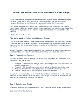 How to Sell Products on Social Media with a Small Budget