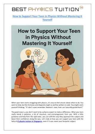 How to Support Your Teen in Physics Without Mastering It Yourself