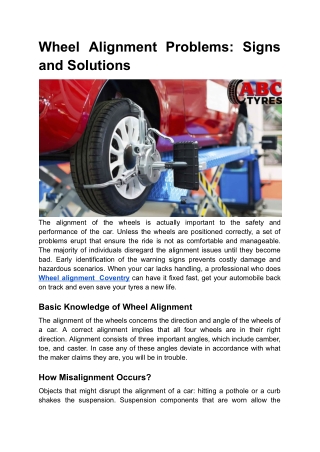Wheel Alignment Problems_ Signs and Solutions