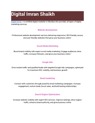 Digital IMRAN Shaikh is A Certified Digital Marketer in Mumbai.