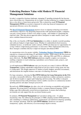 Unlocking Business Value with Modern IT Financial Management Solutions