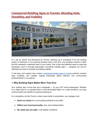 Commercial Building Signs in Toronto: Blending Style, Durability, and Visibility
