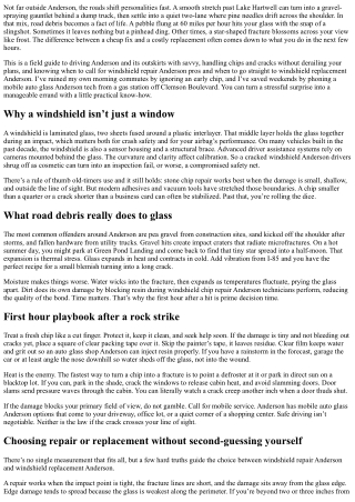 Cracked Windshield Anderson: Handling Damage from Road Debris