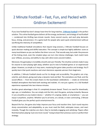 2 Minute Football