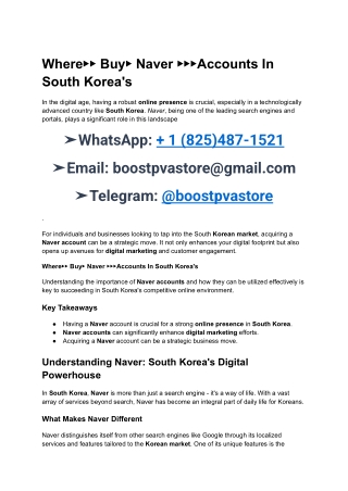 Where▶▶ Buy▶ Naver ▶▶▶Accounts In South Korea's