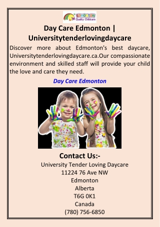 Day Care Edmonton Universitytenderlovingdaycare
