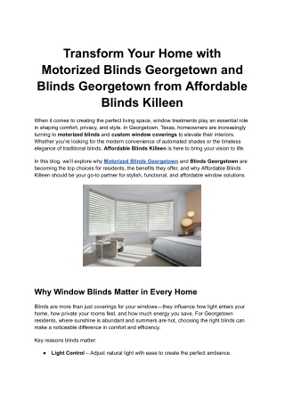 Transform Your Home with Motorized Blinds Georgetown and Blinds Georgetown from Affordable Blinds Killeen (1)