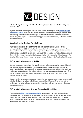 Interior Design Company in Noida_ Redefining Modern Spaces with Creativity and Functionality