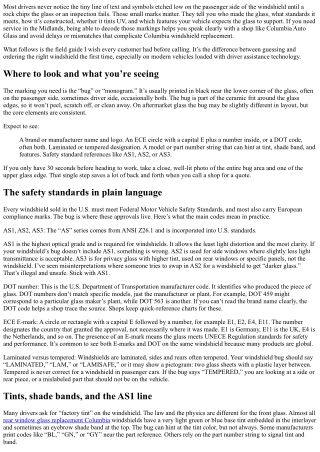 Windshield Columbia: How to Read Your Windshield’s Markings