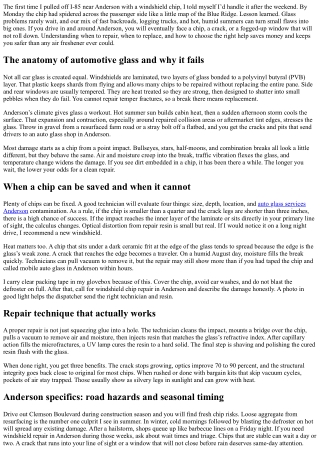 Car Window Repair in Anderson: From Chips to Full Replacement