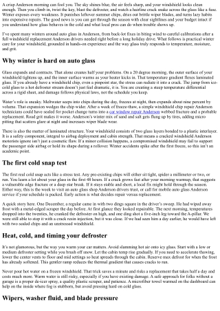 Windshield Repair Anderson: Winter Care for Your Windshield