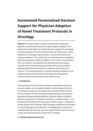Automated Personalized Decision Support for Physician Adoption of Novel Treatment Protocols in Oncology