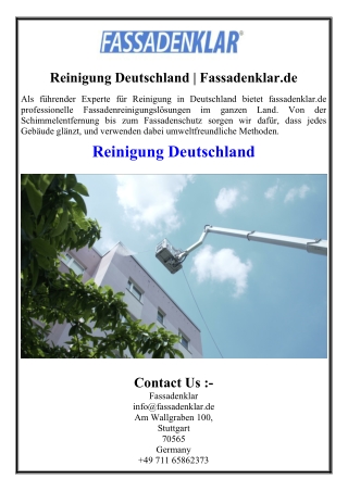 Reinigung Deutschland  Fassadenklar.de