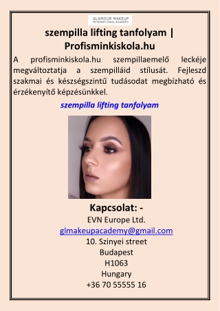 szempilla lifting tanfolyam  Profisminkiskola.hu