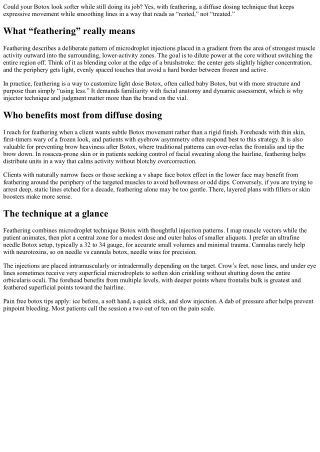 Feathering Botox Technique: Diffuse Dosing for Natural Results