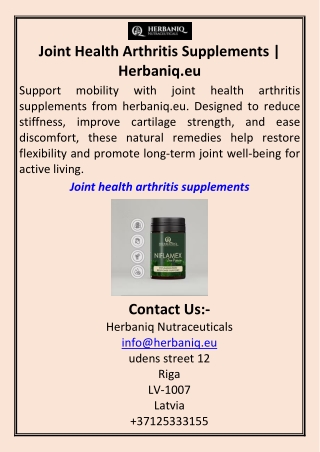 Joint Health Arthritis Supplements  Herbaniq.eu