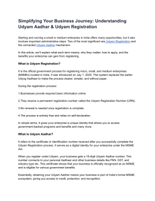 Udyam Registration.Simplifying Your Business Journey_ Understanding Udyam Aadhar & Udyam Registration