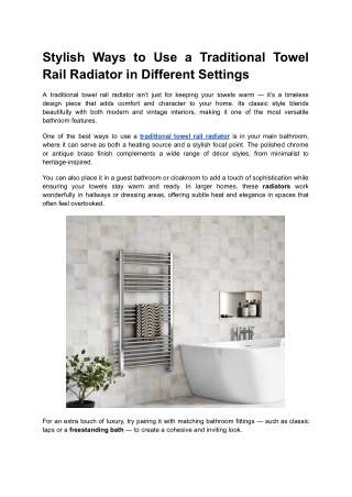 Traditional Towel Rail Radiator