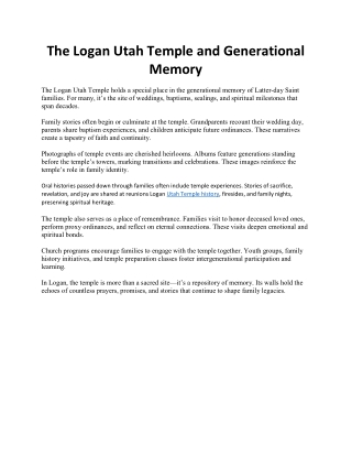 Logan Utah Temple history