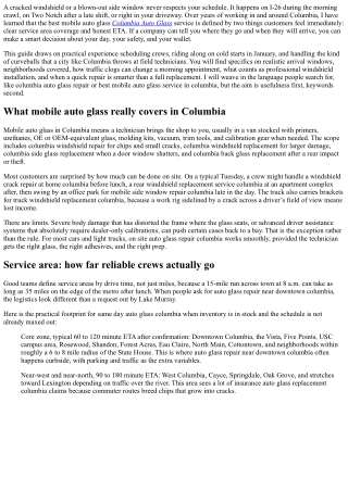 Best Mobile Auto Glass Service in Columbia: Service Area and ETA