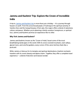 jammu and kashmir trip