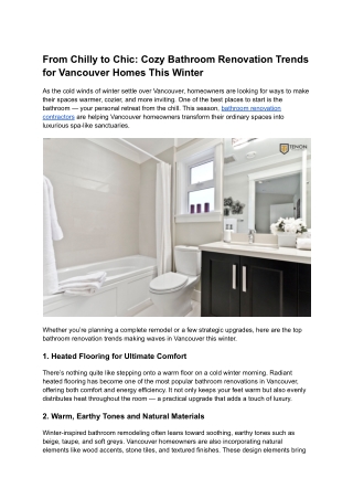 From Chilly to Chic_ Cozy Bathroom Renovation Trends for Vancouver Homes This Winter
