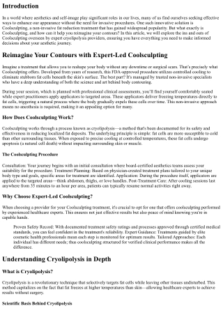 Reimagine Your Contours with Expert-Led Coolsculpting