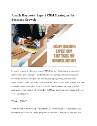 Boost Your Business with Joseph Haymore’s CRM Expertise