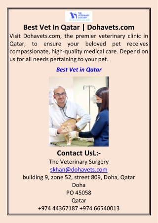 Best Vet In Qatar  Dohavets.com