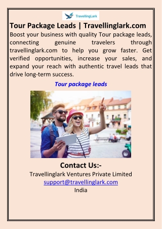 Tour Package Leads  Travellinglark.com