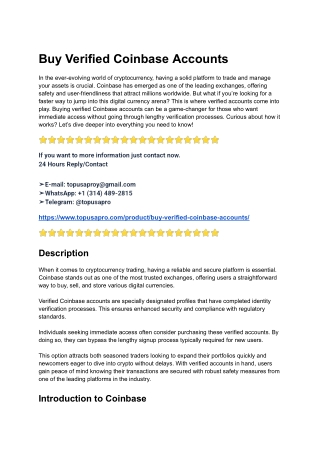 Buy Verified Coinbase Accounts Secure, Instant, KYC-Ready ...