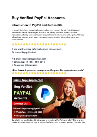 Buy Verified PayPal Accounts: A Safe and Easy Guide