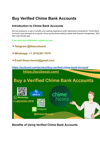 Buy Verified Chime Bank Accounts