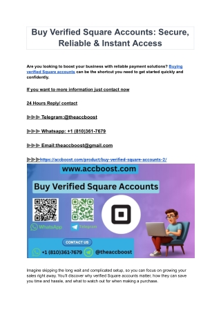 Buy Verified Square Accounts_ Secure, Reliable & Instant Access