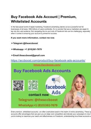Buy Facebook Ads Account _ Premium, Whitelisted Accounts