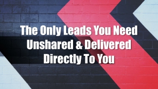 The Only Leads You Need Unshared & Delivered Directly To You