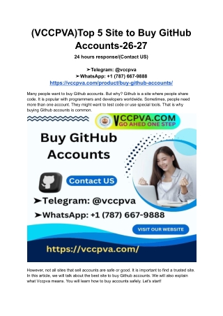 (VCCPVA)Top 5 Site to Buy GitHub Accounts -26-27