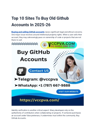 Top 10 Sites To Buy Old Github Accounts In 2025-26