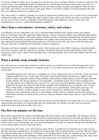 Mobile Auto Glass: What Technicians Bring to Your Driveway