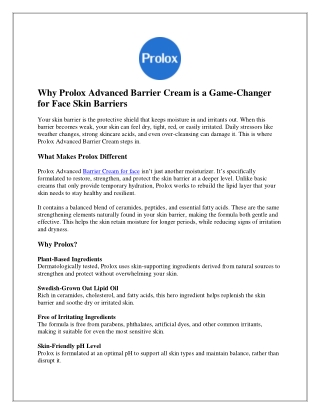 Restore Your Skin Barrier with Prolox Advanced Barrier Cream