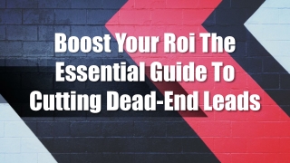 Boost Your Roi The Essential Guide To Cutting Dead-End Leads