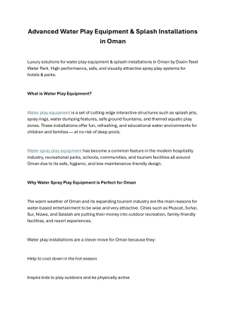 Advanced‍‌‍‍‌‍‌‍‍‌ Water Play Equipment and Splash Installations in Oman