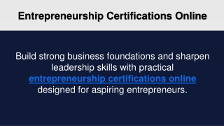 Entrepreneurship Certifications Online